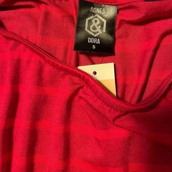 Agnes & Dora Pink Fuchsia Red Muted Stripe Dress Maternity New Mom Side Pockets - Picture 6 of 8